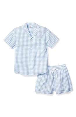 Petite Plume Gingham Cotton Short Pajamas Blue at Nordstrom,