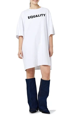 Noisy may Mocca Oversize Organic Cotton Graphic T-Shirt Dress Bright White Print at Nordstrom,