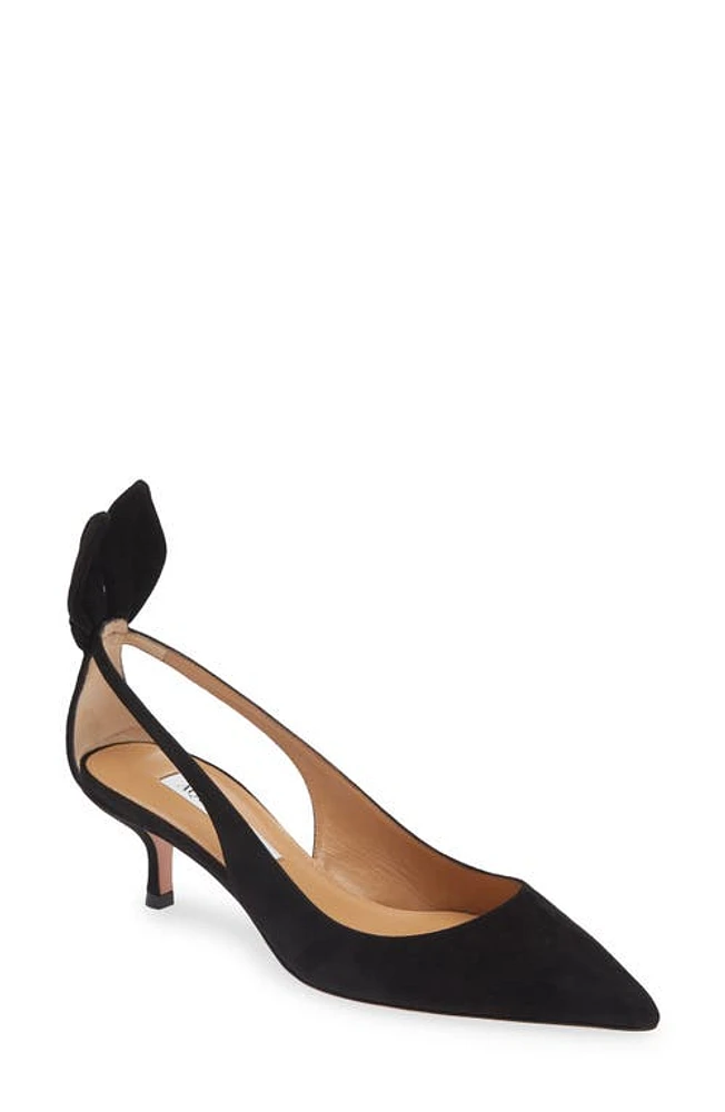 Aquazzura Bow Tie Kitten Heel Pump Black at Nordstrom,