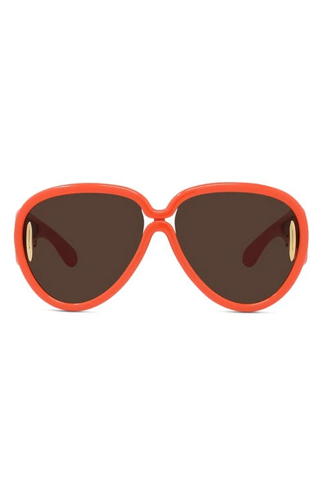 Loewe x Paula's Ibiza 65mm Oversize Pilot Sunglasses in Shiny Orange /Brown at Nordstrom