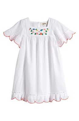 Mini Boden Kids' Embroidered Cotton Dress White Floral Embroidery at Nordstrom,