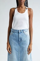 Jean Paul Gaultier Buckle Strap Cotton Racerback Tank in White at Nordstrom, Size Small