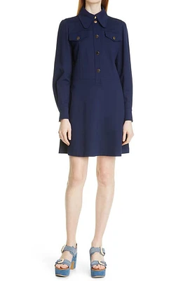 See by Chloé Long Sleeve Shirtdress in Blue Lagoon at Nordstrom, Size Medium