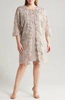 Alex Evenings Embroidered Mock Jacket Cocktail Dress Taupe at Nordstrom,