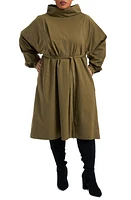 Pari Passu Judith Long Sleeve Tie Waist Midi Dress Olive at Nordstrom,