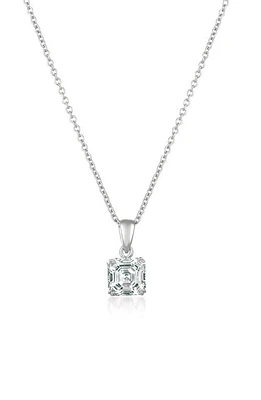 Crislu Asscher Cubic Zirconia Pendant Necklace in Platinum at Nordstrom