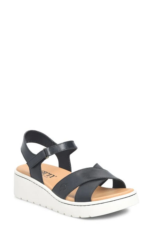 Børn Katrina Ankle Strap Platform Wedge Sandal Black Leather at Nordstrom,