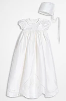 Little Things Mean a Lot Dupioni Silk Christening Gown White at Nordstrom,