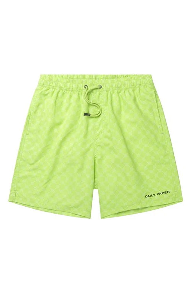 DAILY PAPER Kato Monogram Swim Trunks in Daiquiri Green at Nordstrom, Size Medium