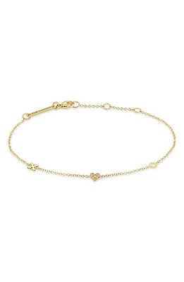 Zoë Chicco Itty Bitty XO Pavé Diamond Bracelet in 14K Yellow Gold at Nordstrom, Size 7