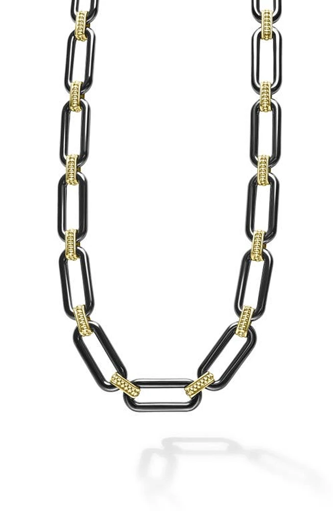 LAGOS Signature Black Caviar Chain Necklace in Gold at Nordstrom