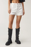 NASTY GAL Star Bum Denim Cutoff Shorts White at Nordstrom,