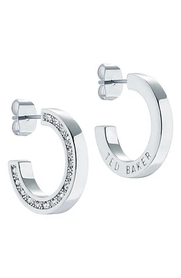 Ted Baker London Senatta Reversible Crystal Hoop Earrings in Silver Tone Clear Crystal at Nordstrom