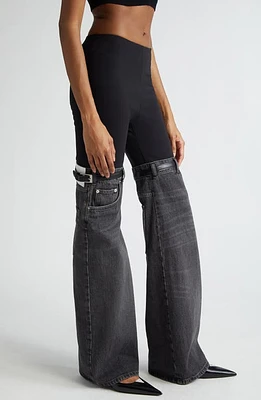 Coperni Hybrid Denim & Knit Pants in Black/washed Black at Nordstrom, Size 10 Us