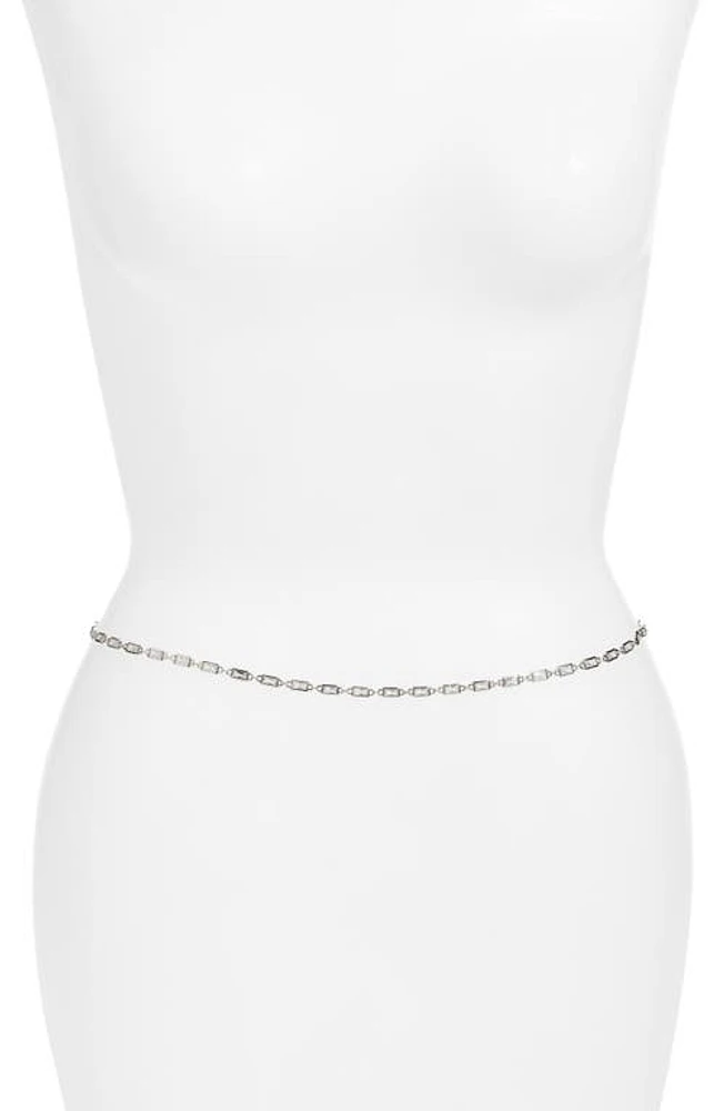 VIDAKUSH Rectangular Crystal Station Belly Chain in Clear/Silver at Nordstrom