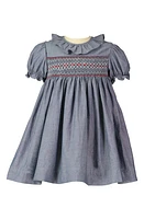 Rachel Riley Kids' Smocked Cotton Chambray Dress Navy at Nordstrom,