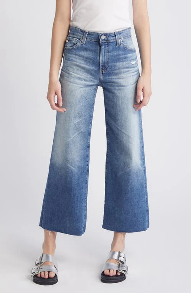 AG Saige Crop Raw Hem Wide Leg Jeans at Nordstrom,