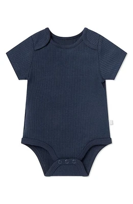 MORI Ribbed Short Sleeve Bodysuit in Navy at Nordstrom