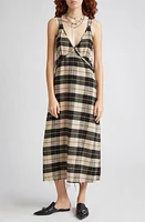 R13 Grunge Plaid Raw Hem Cotton Flannel Slipdress in Irregular Bleach at Nordstrom, Size Small