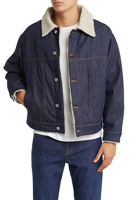 FRAME High Pile Fleece Lined Denim Trucker Jacket Fort Bay at Nordstrom,