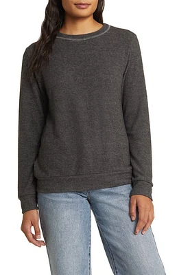 Loveappella Crewneck Long Sleeve Top Charcoal at Nordstrom,