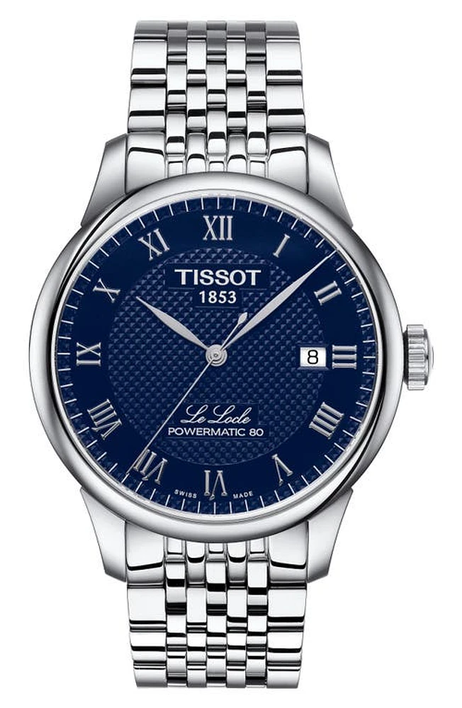 Tissot Le Locle Powermatic 80 Bracelet Watch, 39mm in Blue at Nordstrom