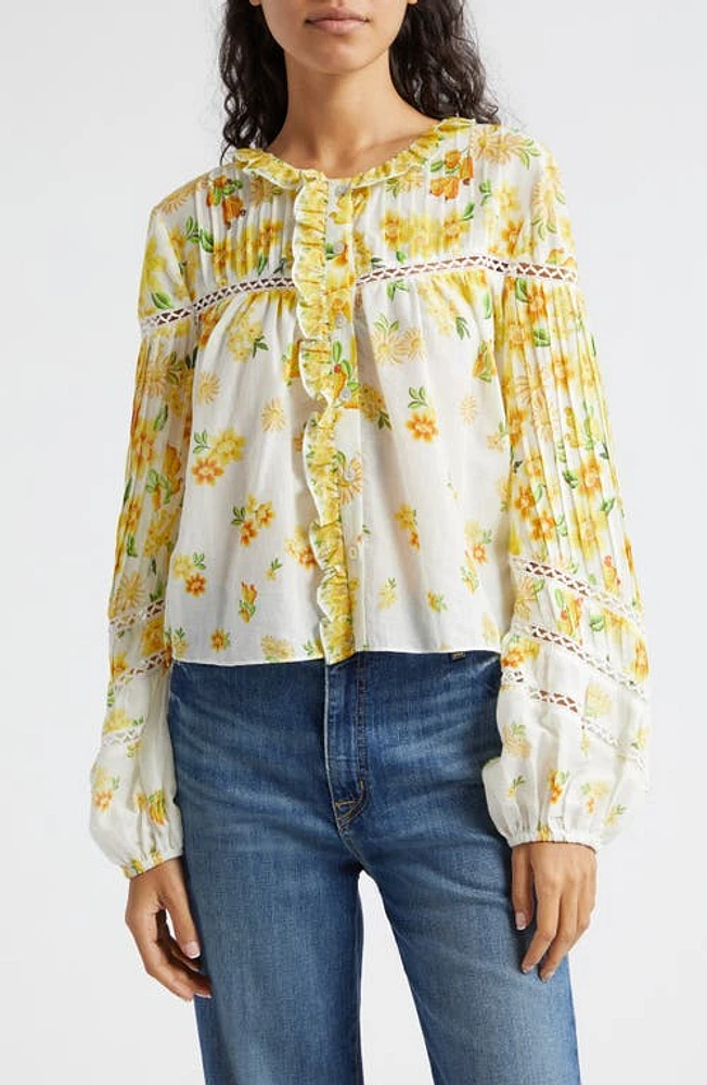 FARM Rio Azaleia Floral Button-Up Top Off-White at Nordstrom,