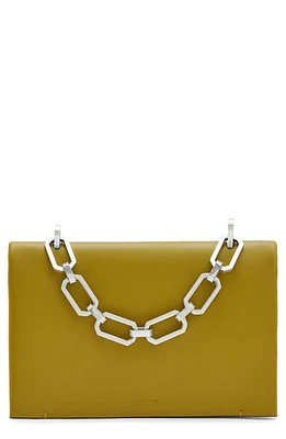 AllSaints Yua Leather Clutch in Sap Green at Nordstrom