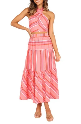 Petal & Pup Sophia Stripe Two-Piece Halter Dress in Pink Stripe at Nordstrom, Size X-Small