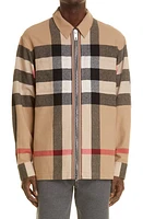 burberry Hague Archieve Check Zip Front Cotton Flannel Shirt Jacket Archive Beige Ip Chk at Nordstrom,