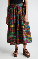 FARM Rio Mirage Snake Print Cotton Side Tie Midi Skirt Multicolor at Nordstrom,