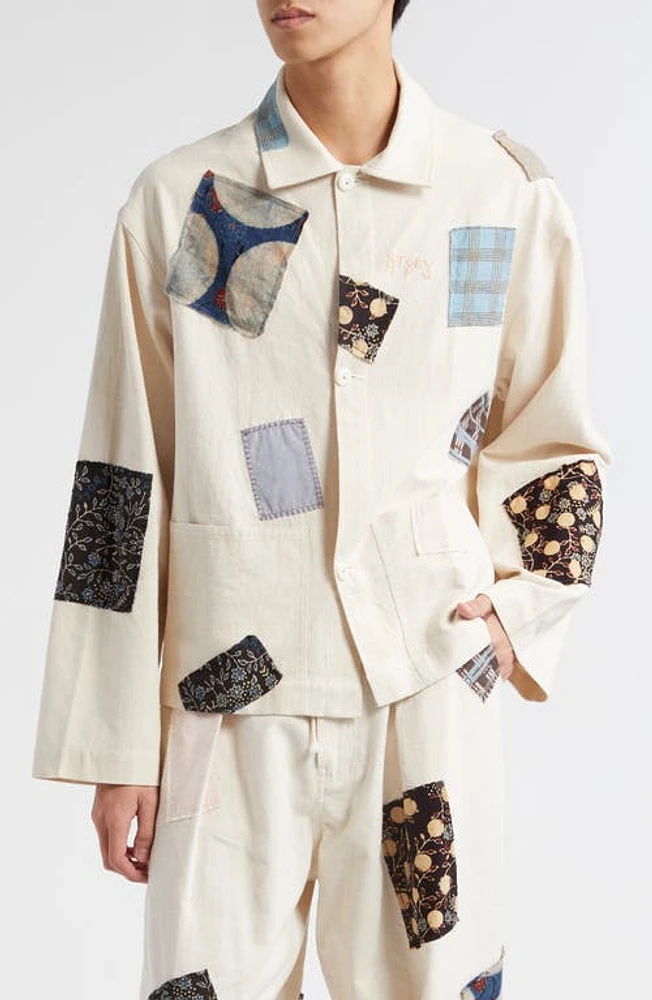 Story mfg. Short On Time Organic Cotton Jacket Ecru Scatter Patch at Nordstrom,