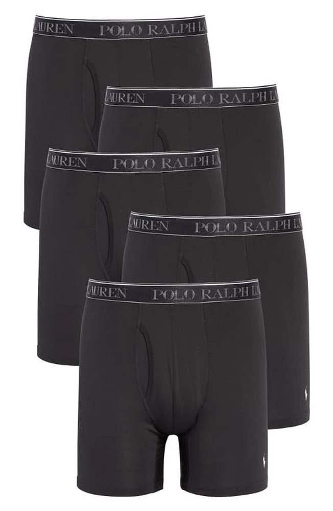 Polo Ralph Lauren 5-Pack Microfiber Boxer Briefs Black at Nordstrom,