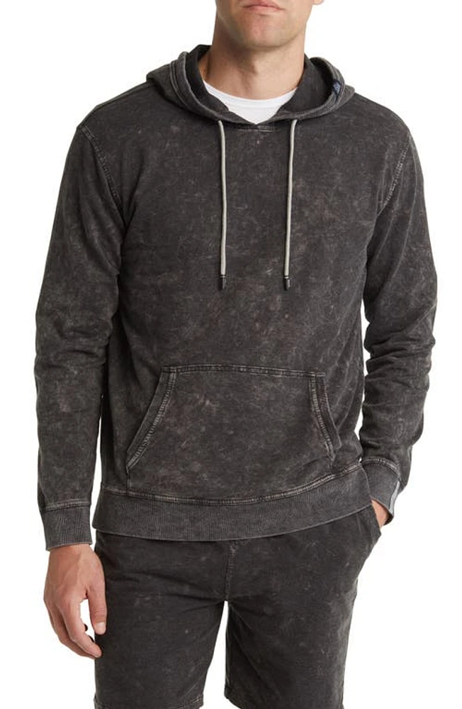 Stone Rose Acid Wash Fleece Pullover Hoodie Black at Nordstrom,