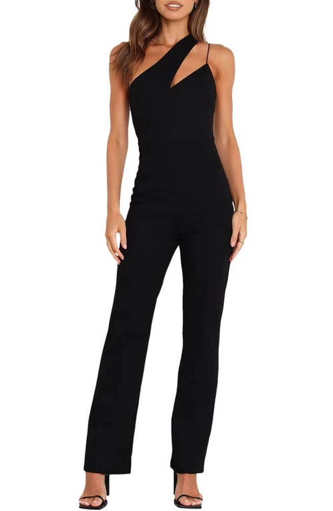 Petal & Pup Angelus Asymmetric One-Shoulder Jumpsuit Black at Nordstrom,