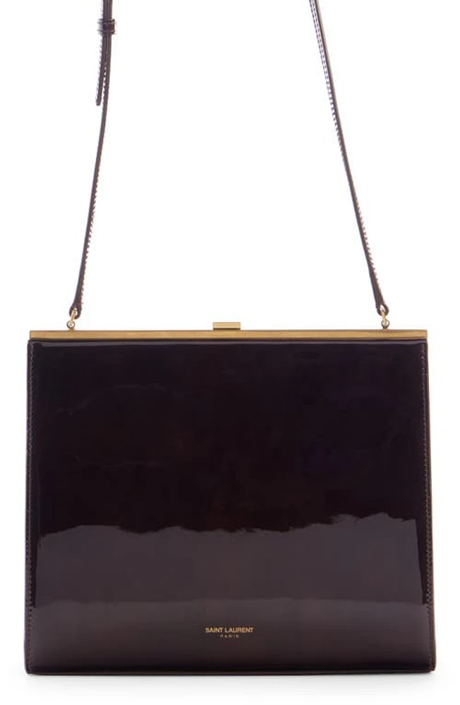 Saint Laurent Small Sac Patent Leather Frame Shoulder Bag in Espresso Forte at Nordstrom