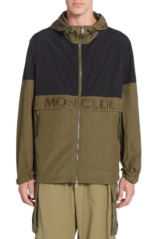 Moncler Joly Hooded Nylon Jacket Olive Black at Nordstrom,