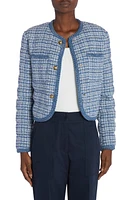 Moncler Eliadi Tweed Crop Jacket Blue at Nordstrom,