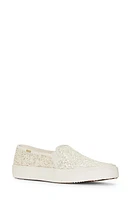 Keds Double Decker Glitter Slip-On Sneaker Cream at Nordstrom,