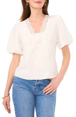 Vince Camuto Lace Pintuck Puff Sleeve Top New Ivory at Nordstrom,