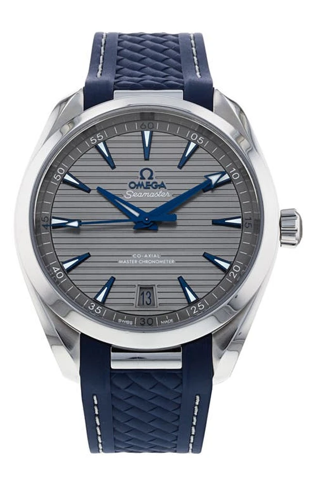 Watchfinder & Co. Omega Preowned 2016 Seamaster Aqua Terra 150M Automatic Rubber Strap Watch, 41mm in Grey at Nordstrom