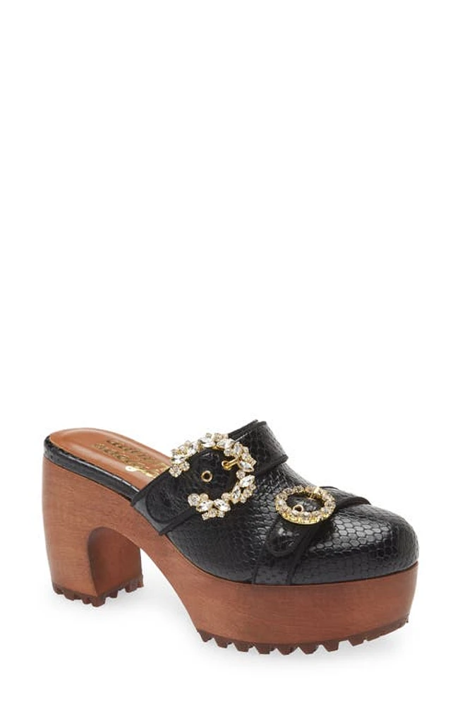 Autumn Adeigbo Double Strap Clog in Black Snake Embossed at Nordstrom, Size 6.5Us