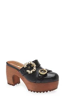 Autumn Adeigbo Double Strap Clog in Black Snake Embossed at Nordstrom, Size 6.5Us