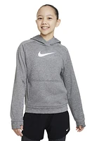 Nike Kids' Therma-FIT Hoodie in Dark Grey Heather/White at Nordstrom, Size Xs