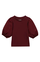 DL1961 Kids' Kayla Puff Sleeve Cotton Top Ruby Ultimate Knit at Nordstrom