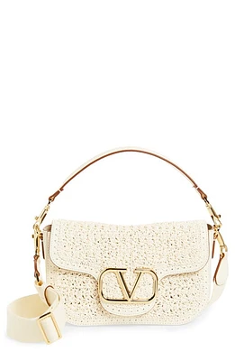 Valentino Garavani VLOGO Alltime Woven Leather Shoulder Bag in 098 Ivory at Nordstrom