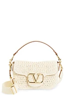 Valentino Garavani VLOGO Alltime Woven Leather Shoulder Bag in 098 Ivory at Nordstrom