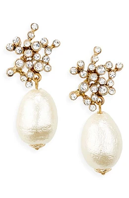 Oscar de la Renta Turbillion Imitation Pearl & Crystal Earrings at Nordstrom