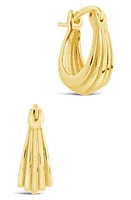 Sterling Forever Ripple Hoop Earrings in Gold at Nordstrom