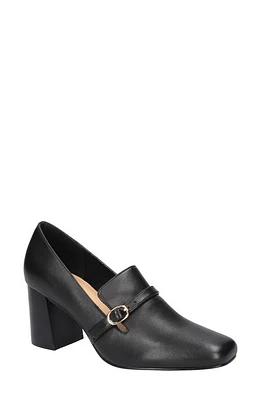 Bella Vita Ashton Block Heel Buckle Strap Pump Black Leather at Nordstrom,